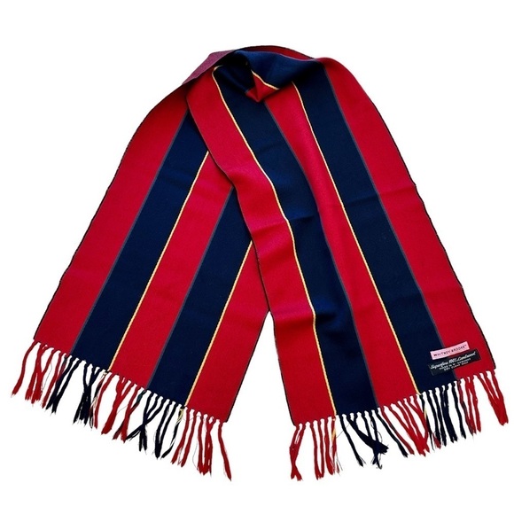 Whitney Brooks Burgandy Navy Fall Lambswool German Made Scarf - Picture 2 of 8